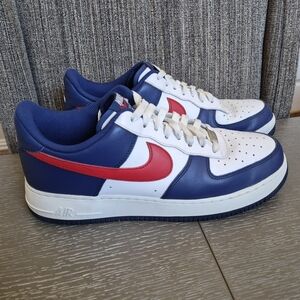 Nike Air Force 1 '07 "USA" Men’s Leather Low-Top Sneakers in Blue/White/ Red